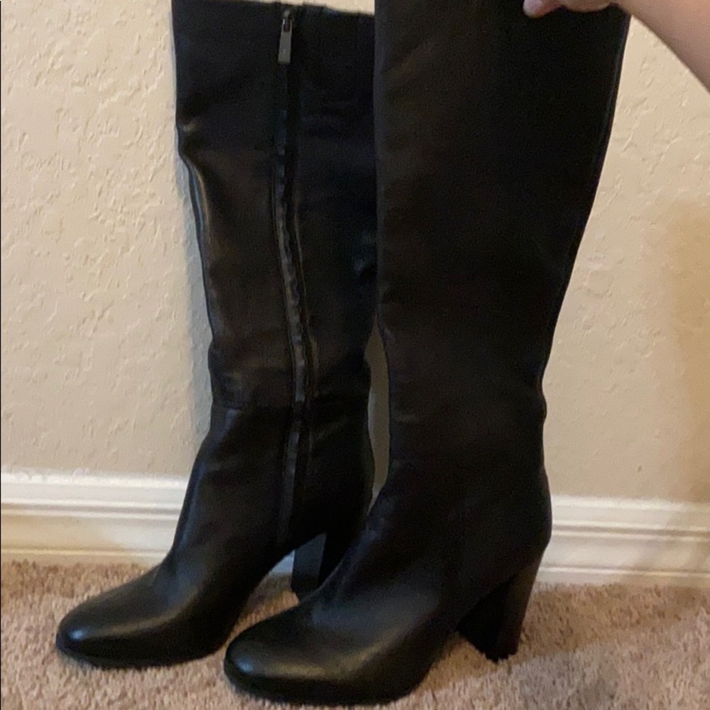 Chunky black under the knee boots